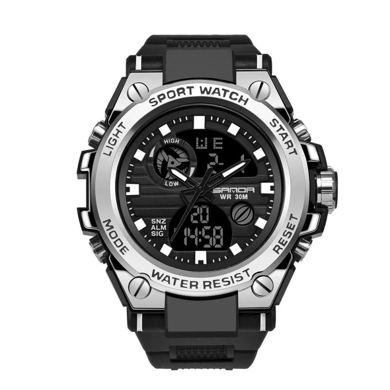 Multifunctional Waterproof Sports Watch Silicone Strap Metal Case Round Dial - Image 10