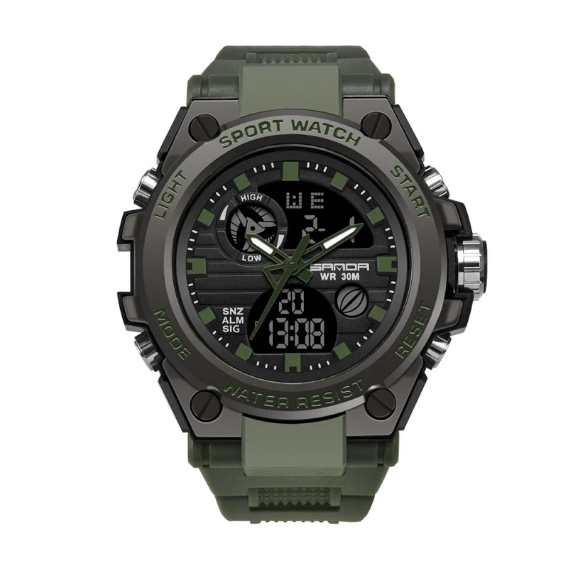 Multifunctional Waterproof Sports Watch Silicone Strap Metal Case Round Dial - Image 11