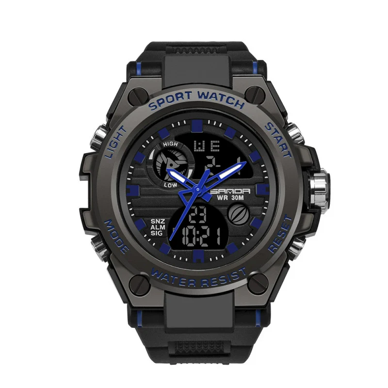 Multifunctional Waterproof Sports Watch Silicone Strap Metal Case Round Dial - Image 3