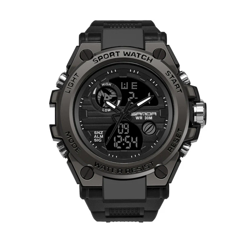 Multifunctional Waterproof Sports Watch Silicone Strap Metal Case Round Dial - Image 7
