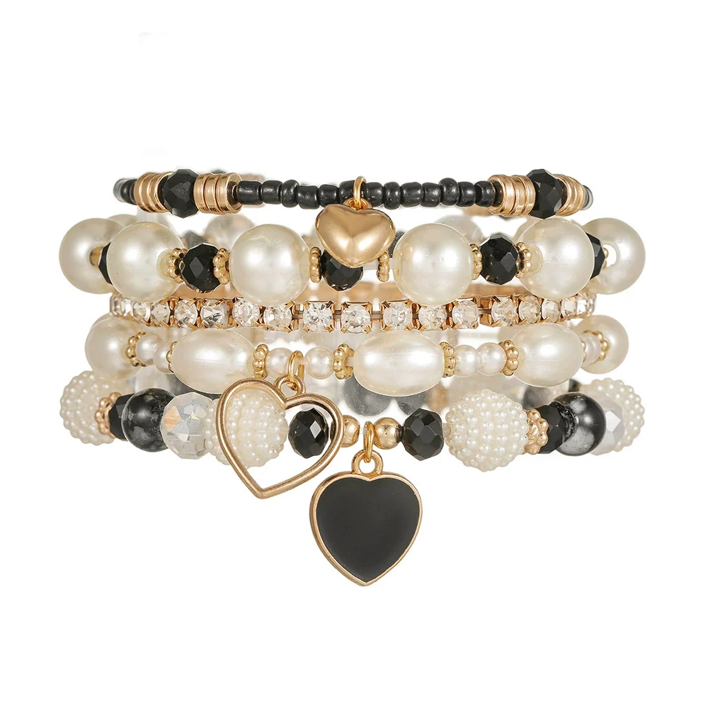 Multipiece Handmade Alloy Rice Beads Pearls Geometric Style Bracelets