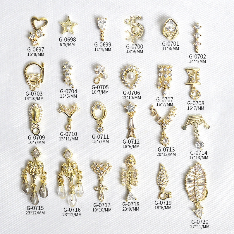 Nail Art Jewelry Metal Zircon Simple Style Flower Pattern Leaves Rabbit Pendant