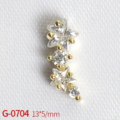 Nail Art Jewelry Metal Zircon Simple Style Flower Pattern Leaves Rabbit Pendant - Image 12