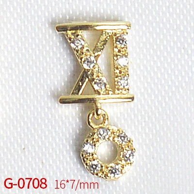 Nail Art Jewelry Metal Zircon Simple Style Flower Pattern Leaves Rabbit Pendant - Image 16