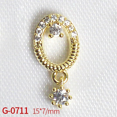 Nail Art Jewelry Metal Zircon Simple Style Flower Pattern Leaves Rabbit Pendant - Image 18