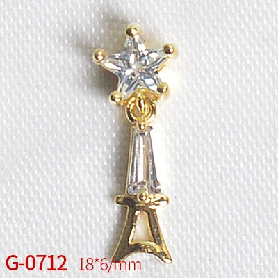 Nail Art Jewelry Metal Zircon Simple Style Flower Pattern Leaves Rabbit Pendant - Image 19