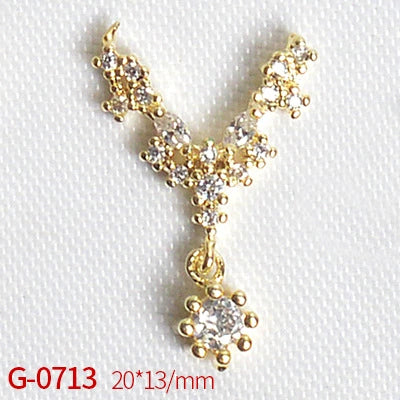 Nail Art Jewelry Metal Zircon Simple Style Flower Pattern Leaves Rabbit Pendant - Image 20