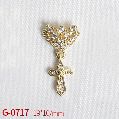 Nail Art Jewelry Metal Zircon Simple Style Flower Pattern Leaves Rabbit Pendant - Image 24