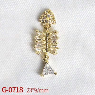 Nail Art Jewelry Metal Zircon Simple Style Flower Pattern Leaves Rabbit Pendant - Image 25