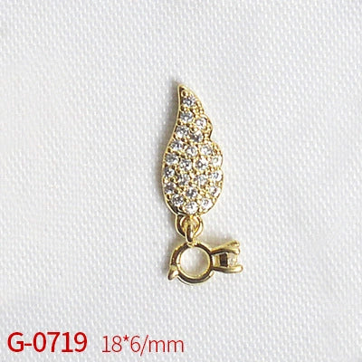 Nail Art Jewelry Metal Zircon Simple Style Flower Pattern Leaves Rabbit Pendant - Image 26