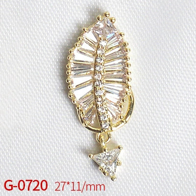 Nail Art Jewelry Metal Zircon Simple Style Flower Pattern Leaves Rabbit Pendant - Image 27