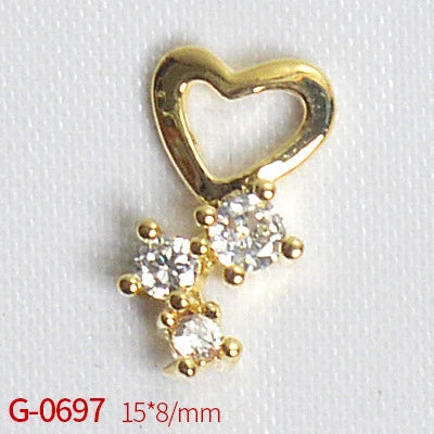 Nail Art Jewelry Metal Zircon Simple Style Flower Pattern Leaves Rabbit Pendant - Image 5