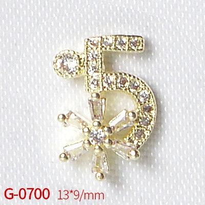 Nail Art Jewelry Metal Zircon Simple Style Flower Pattern Leaves Rabbit Pendant - Image 8