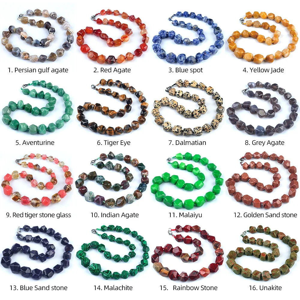 Natural Crystal Agate Jade Irregular Polished Necklace