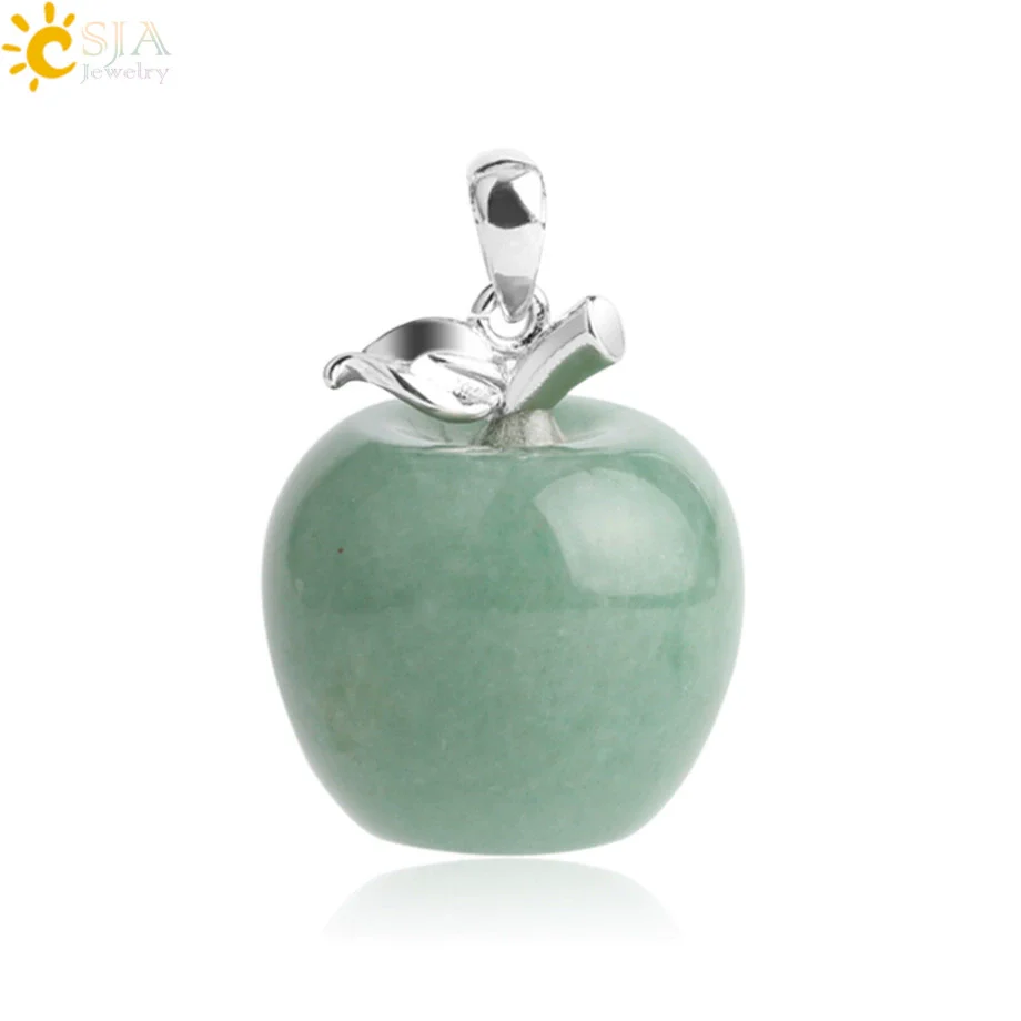 Natural Crystal Apple Pendant Alloy Necklace Women's Fashion Jewelry With Polishing Treatment - Image 10