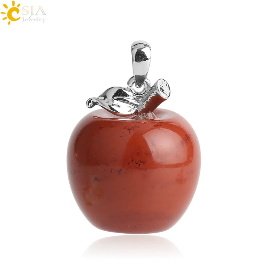 Natural Crystal Apple Pendant Alloy Necklace Women's Fashion Jewelry With Polishing Treatment - Image 11