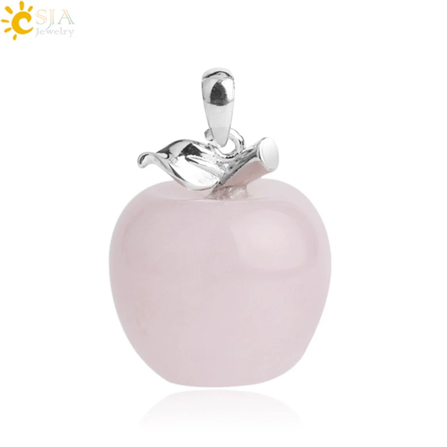 Natural Crystal Apple Pendant Alloy Necklace Women's Fashion Jewelry With Polishing Treatment - Image 15