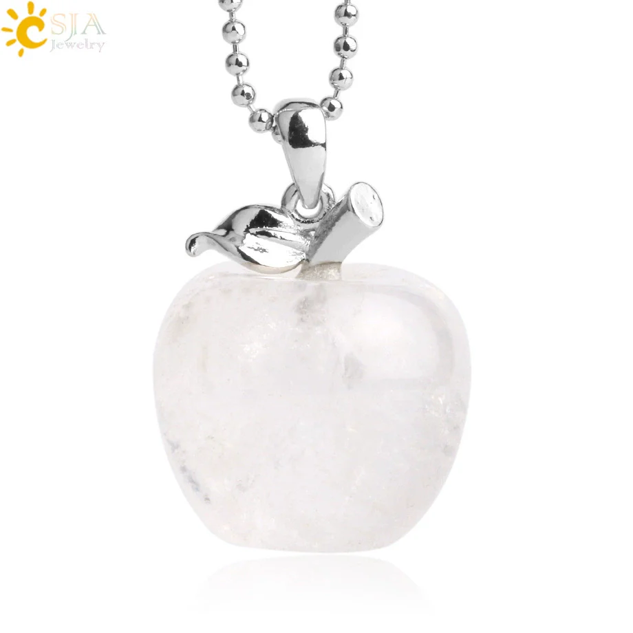 Natural Crystal Apple Pendant Alloy Necklace Women's Fashion Jewelry With Polishing Treatment - Image 16