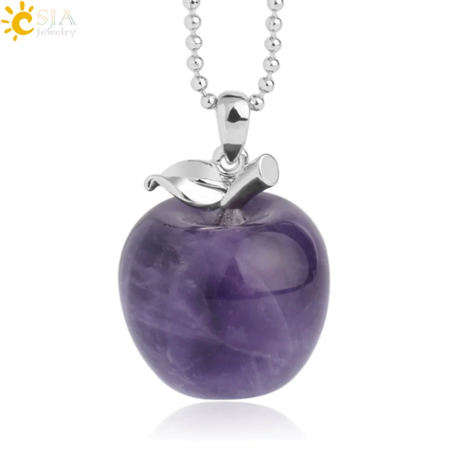Natural Crystal Apple Pendant Alloy Necklace Women's Fashion Jewelry With Polishing Treatment - Image 17