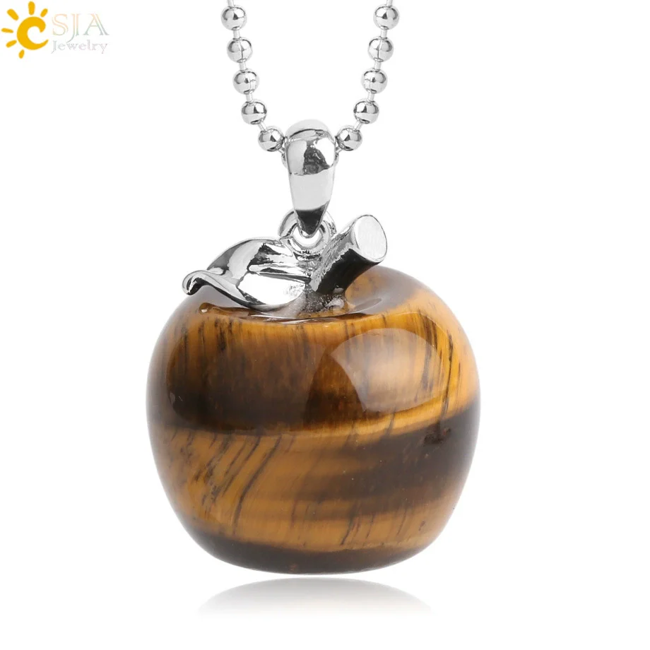 Natural Crystal Apple Pendant Alloy Necklace Women's Fashion Jewelry With Polishing Treatment - Image 18