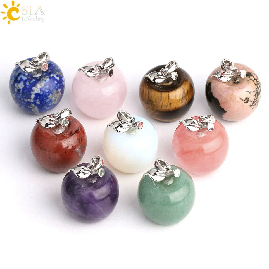 Natural Crystal Apple Pendant Alloy Necklace Women's Fashion Jewelry With Polishing Treatment - Image 2