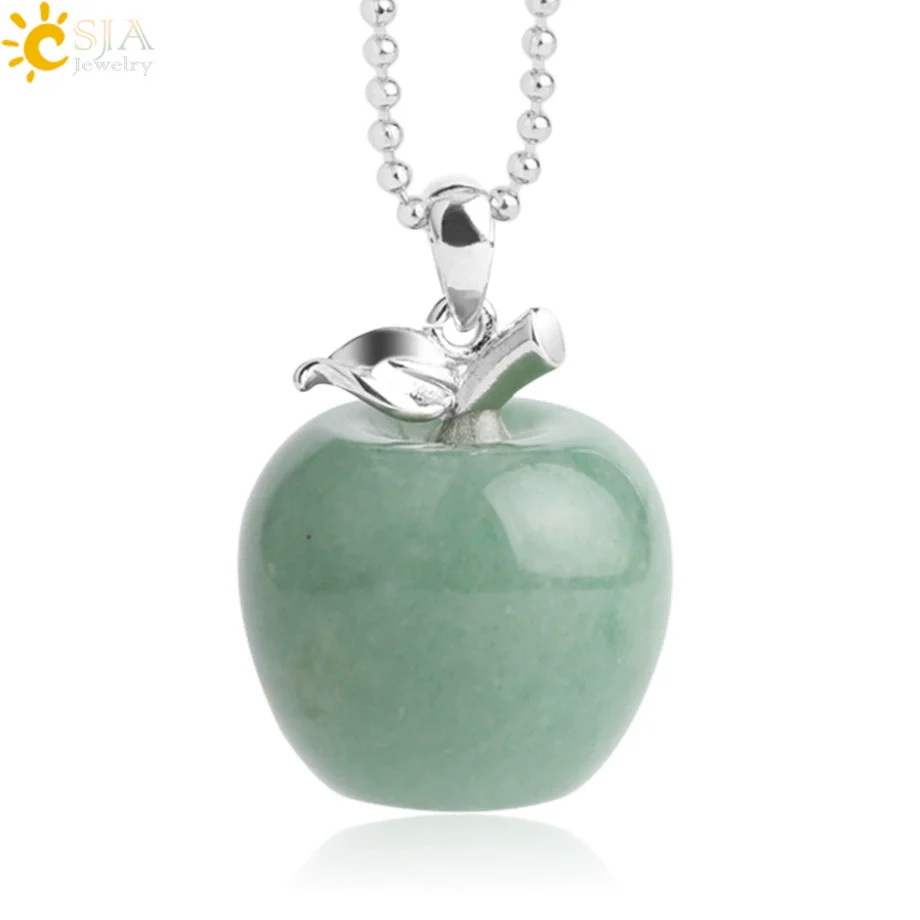Natural Crystal Apple Pendant Alloy Necklace Women's Fashion Jewelry With Polishing Treatment - Image 20