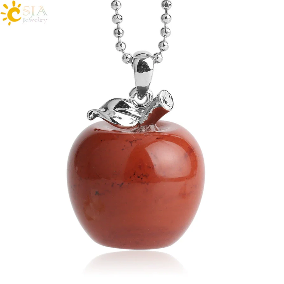 Natural Crystal Apple Pendant Alloy Necklace Women's Fashion Jewelry With Polishing Treatment - Image 21