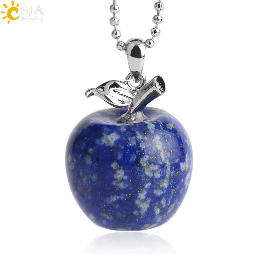 Natural Crystal Apple Pendant Alloy Necklace Women's Fashion Jewelry With Polishing Treatment - Image 23