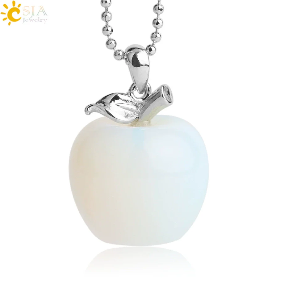 Natural Crystal Apple Pendant Alloy Necklace Women's Fashion Jewelry With Polishing Treatment - Image 24