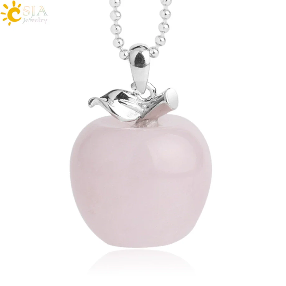 Natural Crystal Apple Pendant Alloy Necklace Women's Fashion Jewelry With Polishing Treatment - Image 25