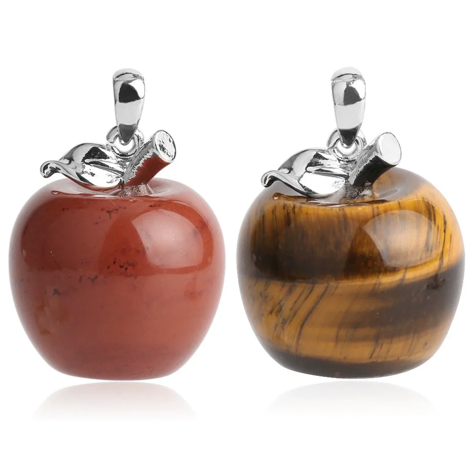 Natural Crystal Apple Pendant Alloy Necklace Women's Fashion Jewelry With Polishing Treatment - Image 3