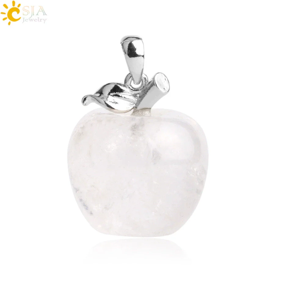 Natural Crystal Apple Pendant Alloy Necklace Women's Fashion Jewelry With Polishing Treatment - Image 6