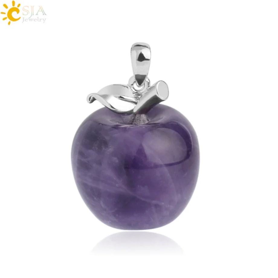Natural Crystal Apple Pendant Alloy Necklace Women's Fashion Jewelry With Polishing Treatment - Image 7