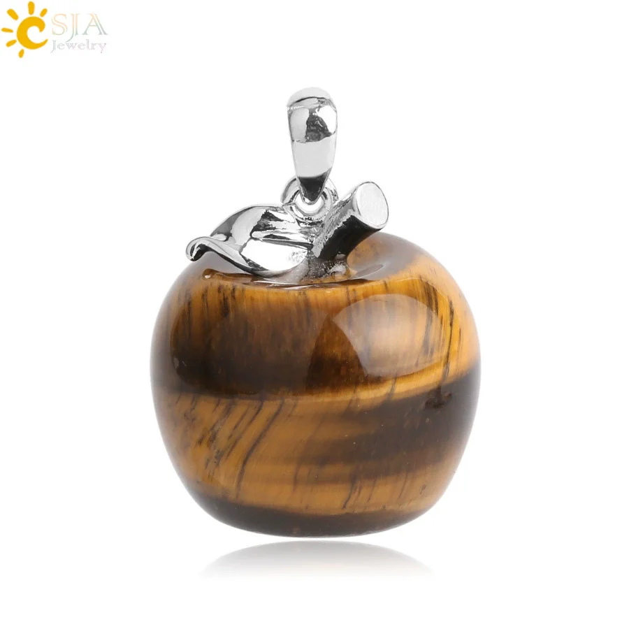 Natural Crystal Apple Pendant Alloy Necklace Women's Fashion Jewelry With Polishing Treatment - Image 8