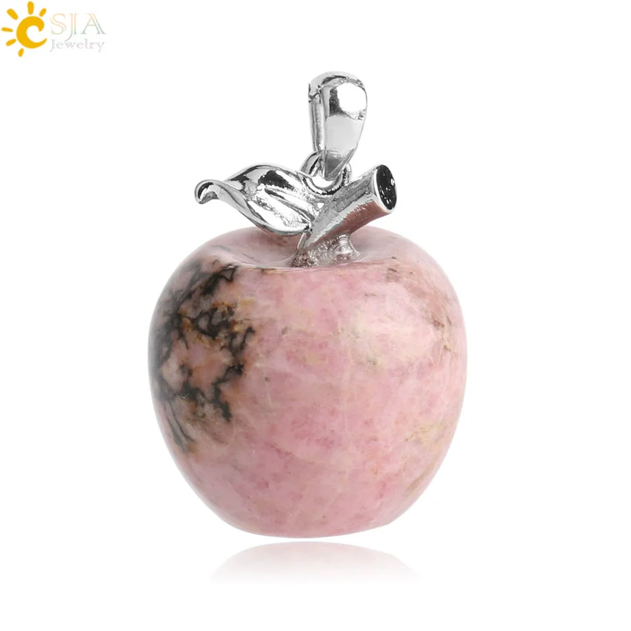 Natural Crystal Apple Pendant Alloy Necklace Women's Fashion Jewelry With Polishing Treatment - Image 9