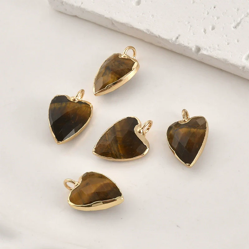 Natural Crystal Jade Minimalist Love Pendant Goldplated Edge Diy Handmade Accessories For Bracelet Necklace Earrings - Image 17