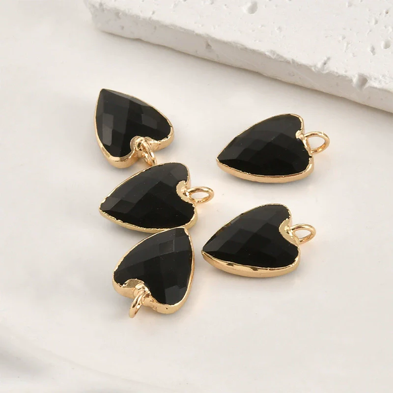 Natural Crystal Jade Minimalist Love Pendant Goldplated Edge Diy Handmade Accessories For Bracelet Necklace Earrings - Image 18