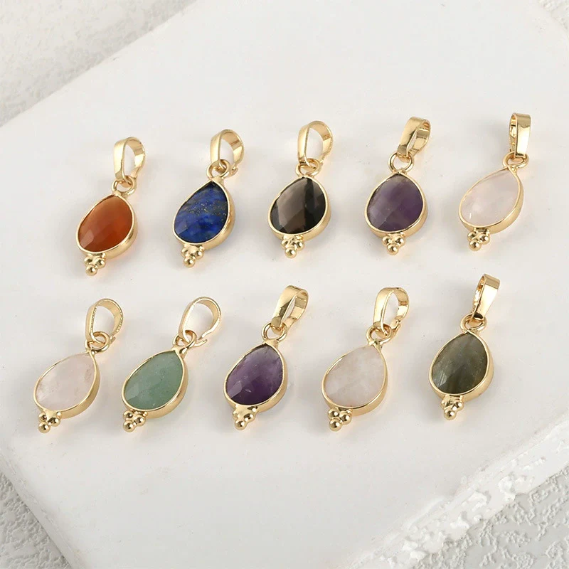 Natural Crystal Jade Water Drops Copper Gold Plated Diy Handmade Jewelry Accessories Material