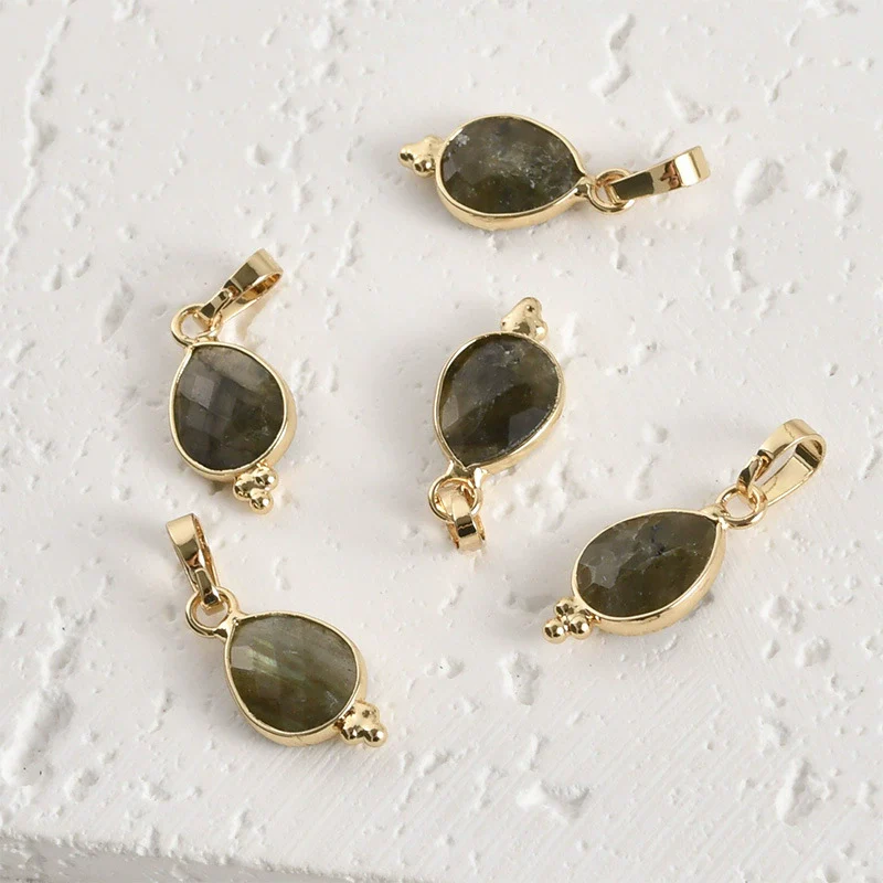 Natural Crystal Jade Water Drops Copper Gold Plated Diy Handmade Jewelry Accessories Material - Image 12