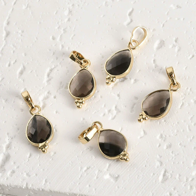 Natural Crystal Jade Water Drops Copper Gold Plated Diy Handmade Jewelry Accessories Material - Image 13