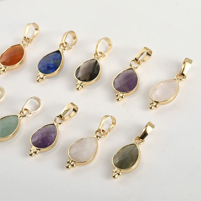 Natural Crystal Jade Water Drops Copper Gold Plated Diy Handmade Jewelry Accessories Material - Image 2