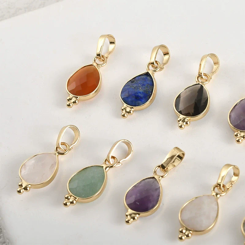 Natural Crystal Jade Water Drops Copper Gold Plated Diy Handmade Jewelry Accessories Material - Image 3
