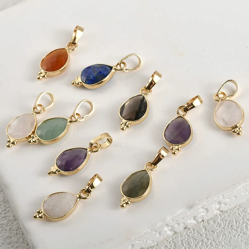 Natural Crystal Jade Water Drops Copper Gold Plated Diy Handmade Jewelry Accessories Material - Image 4