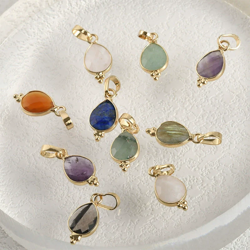 Natural Crystal Jade Water Drops Copper Gold Plated Diy Handmade Jewelry Accessories Material - Image 5