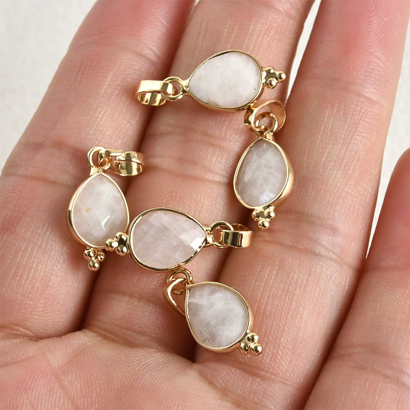 Natural Crystal Jade Water Drops Copper Gold Plated Diy Handmade Jewelry Accessories Material - Image 6