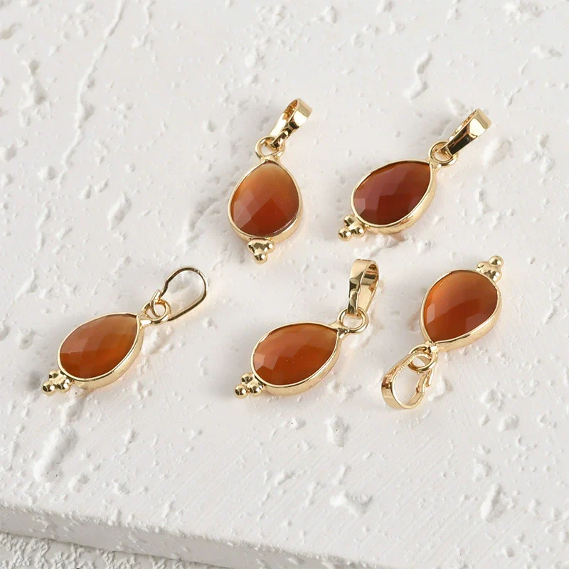 Natural Crystal Jade Water Drops Copper Gold Plated Diy Handmade Jewelry Accessories Material - Image 7