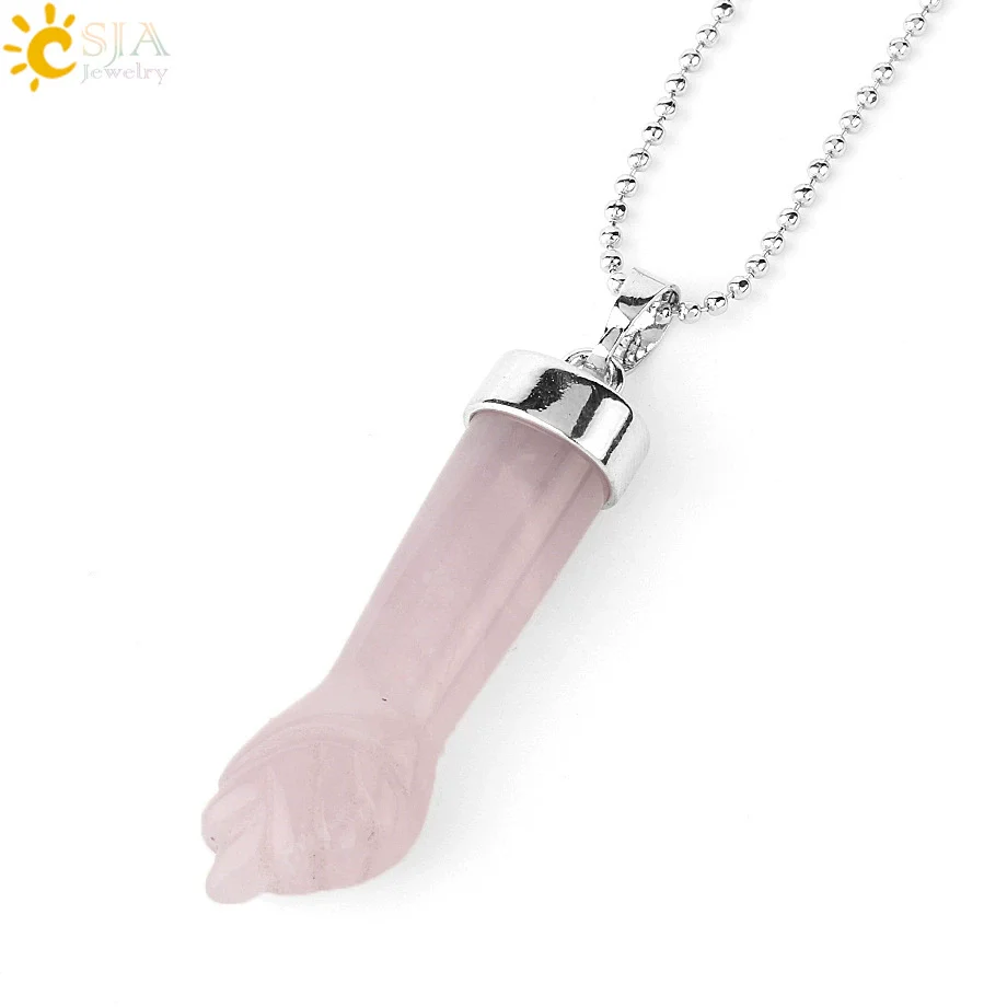 Natural Crystal Pendant Necklace With Geometric Pattern And Ball Chain Minimalist Style Unisex - Image 11