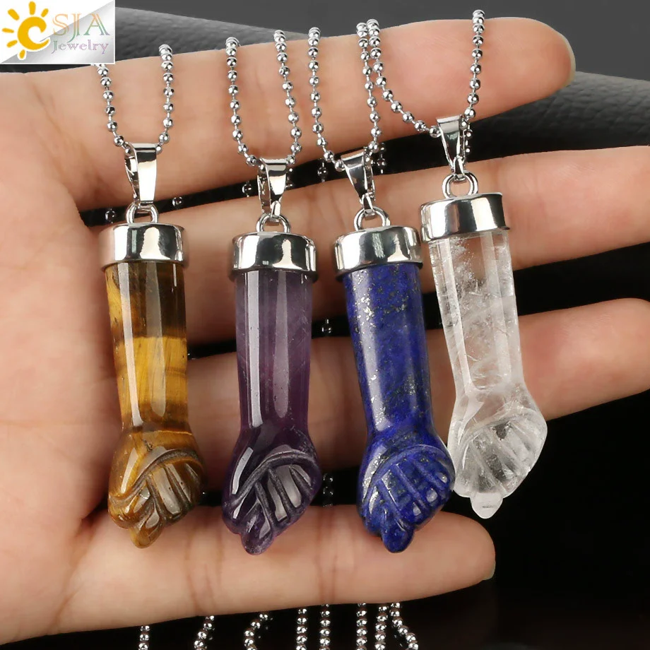 Natural Crystal Pendant Necklace With Geometric Pattern And Ball Chain Minimalist Style Unisex - Image 3