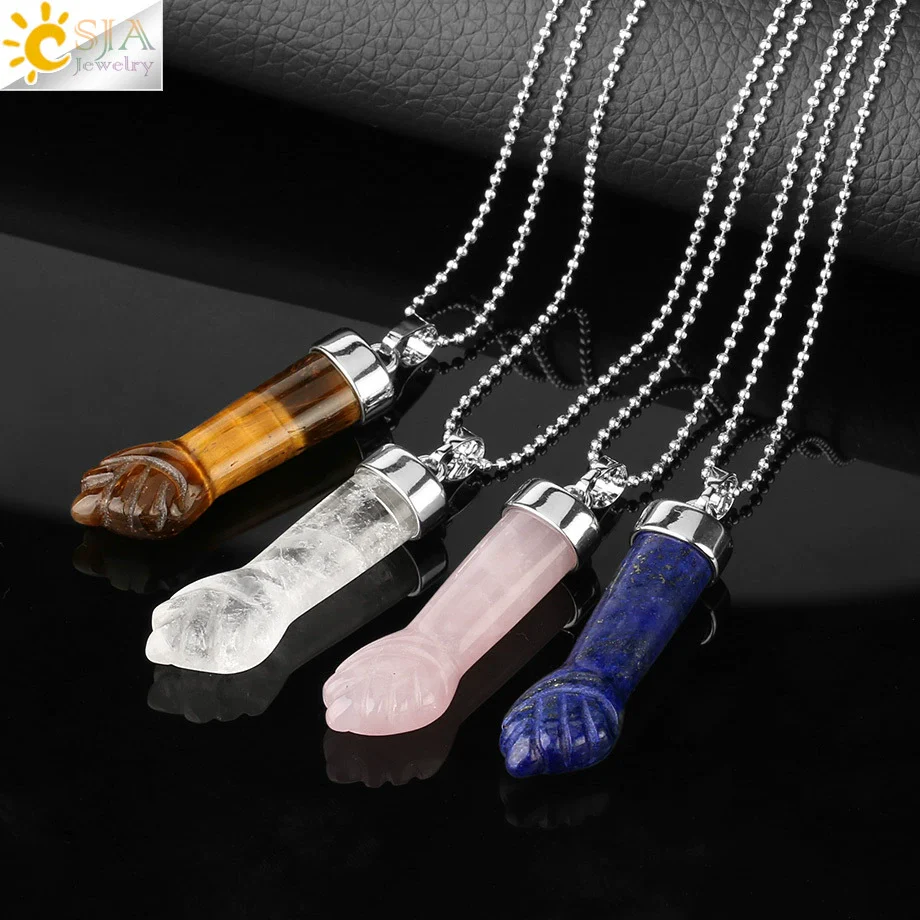 Natural Crystal Pendant Necklace With Geometric Pattern And Ball Chain Minimalist Style Unisex - Image 4