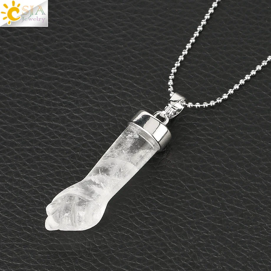 Natural Crystal Pendant Necklace With Geometric Pattern And Ball Chain Minimalist Style Unisex - Image 8